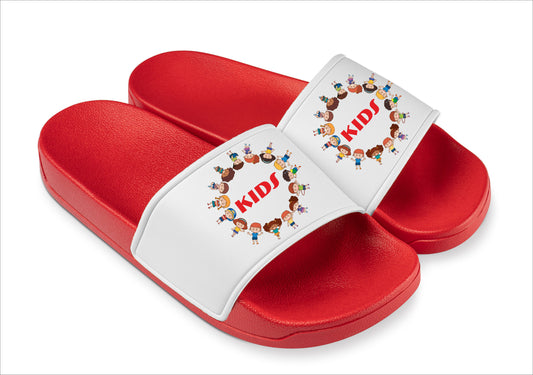 KIDS Badelatschen - Rot mit weißer Lasche inkl. Ihr Logo / Bild / Text